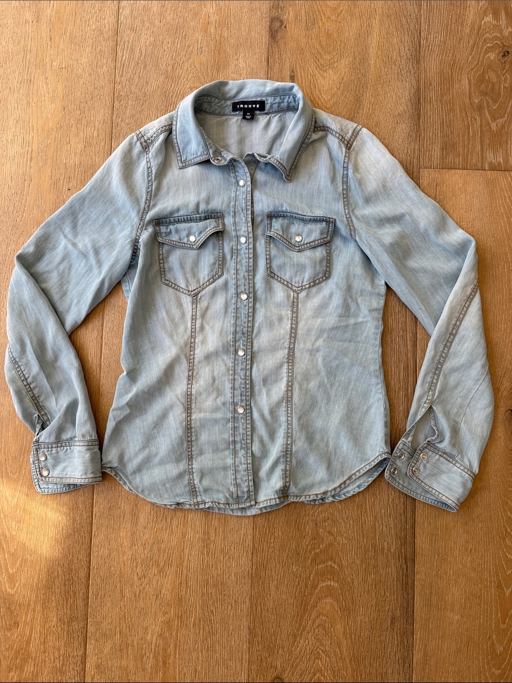 Trouve Light Wash Denim shirt - Pale Blue
